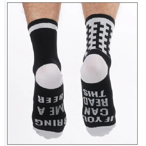Смешные спортивные носки с буквенным принтом, если вы можете прочитать это принести мне пиво велосипедные носки женские мужские стильные беговые Компрессионные носки - Цвет: Черный