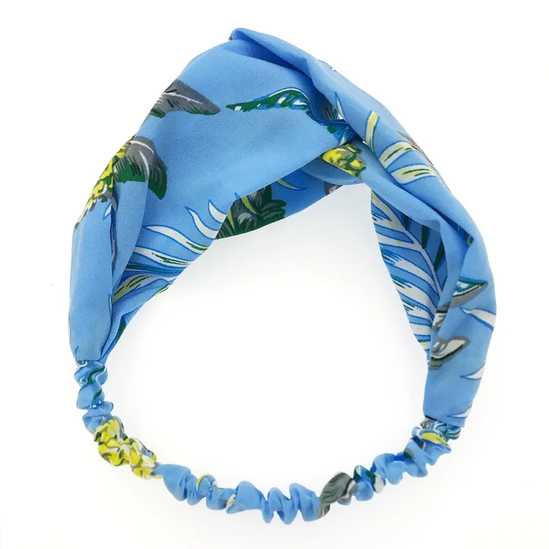 

1pc Women Vintage Headbands Pineapple Fruit Pattern Ladies Cross Hair Bands Turban Headwear Headwrap Hair Accessories