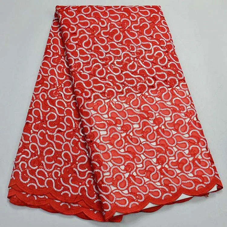 

Red Nigerian French Lace Fabrics 2018 African Tulle Lace Fabric High Quality African Organza Lace Fabric For Wedding Dress