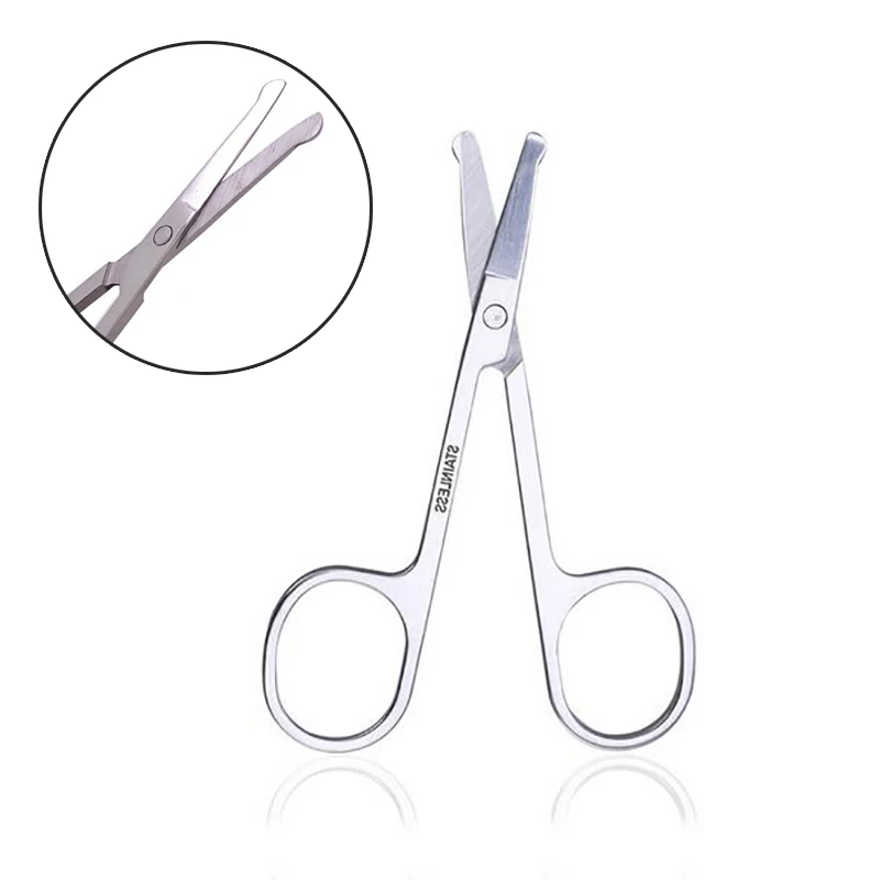 

2019 Eyebrow Eyelashes Trimmer Nose Hair Scissors Stainless Steel Round Point Head Silver Small Portable Safe Cutter Nail Makeup