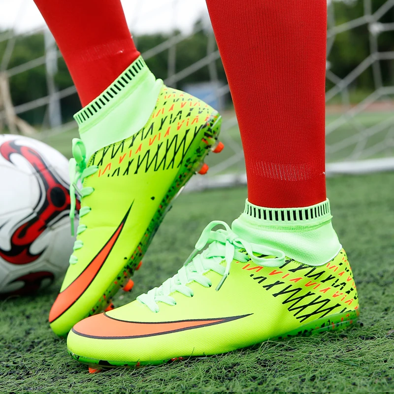 Hombres zapatos de fútbol Sala con calcetines entrenador profesional TF botas de fútbol tobillo Zapatillas Futbol Sala Hombre
