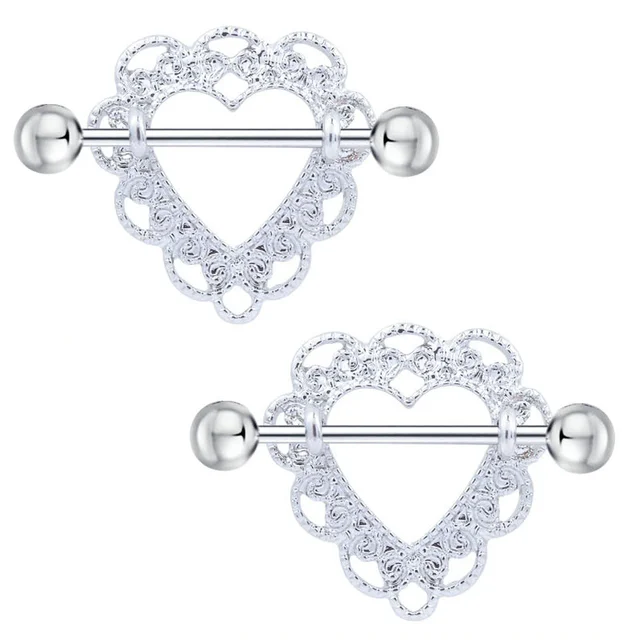 Buy 2PCS Clear Crystal Heart Nipple Ring Punk Nipple Piercing Mamilo Sexy Women