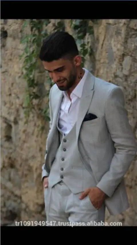 Последний дизайн пальто брюки серый мужской Костюм приталенный формальный