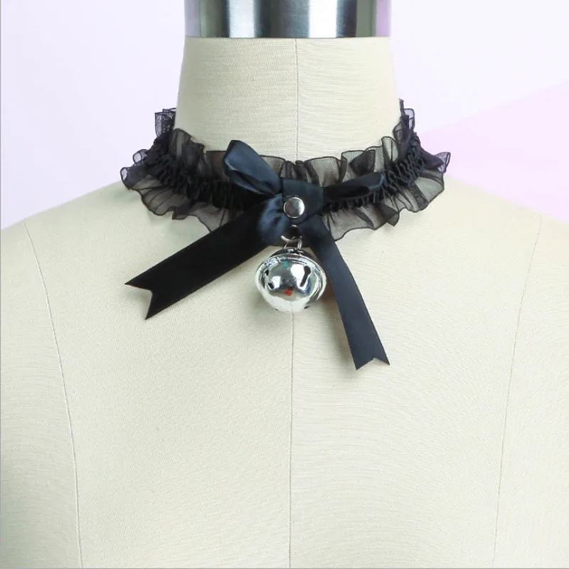 

Japanese Anime Novelty Lace Bell Bow Neck Ring Cosplay Maid Lace Bell Adults Flirting Game Toys Accessories for Women Girls