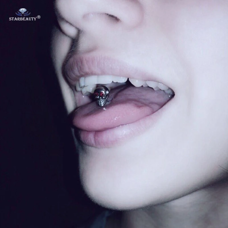 Male tongue piercing