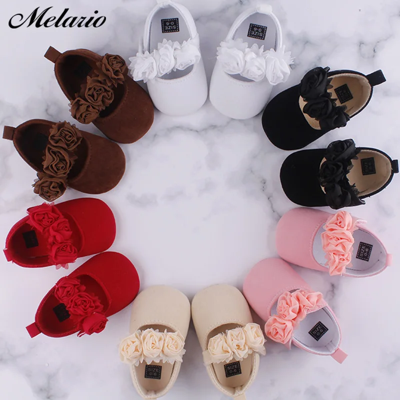 

Melario Lovely Floral Baby Newborn Toddler Girl Crib Shoes Pram Soft Sole Prewalker Anti-slip Baby girls princess Shoes 0-18M