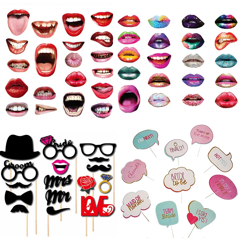 

Bachelorette Party Photo Booth Props Wedding Decoration Moustache Glasses Mouth Photobooth Props Bride Party Favor