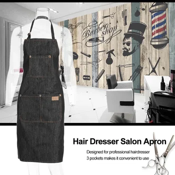 

Hair Dresser Salon Apron Hairdressing Cape Hair Cloth Cutting Dyeing Cape for Barber Shop Black Jean Salon Hairdressing Tools