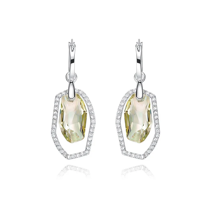 

delicate Irregular crystal drop earrings 925 Sterling Silver embellished with crystals from Swarovski