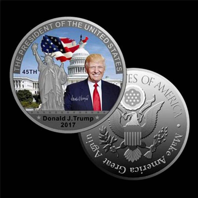 

1Pc Coin American 45th President Donald Trump Coin US White House The Statue of Liberty Silver Metal Coin Collection