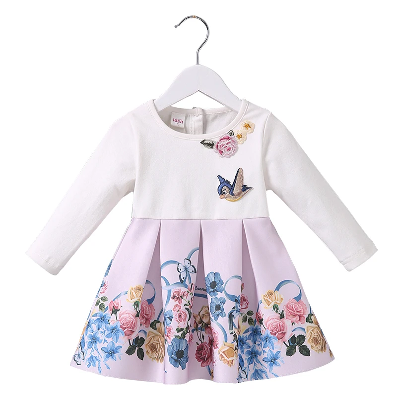 

Baby Girl Long Sleeves Dress Cartoon Embroidery Flower Clothes for Girls Princess Style Dress Girls Costumes 18M-4T baby & kids