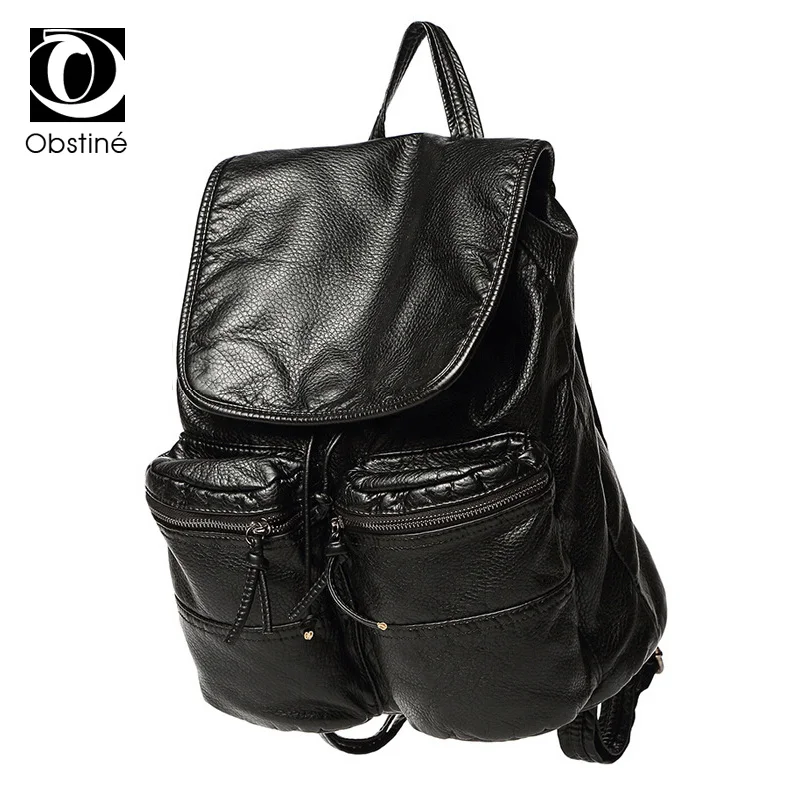 2017 pu leather women s backpack solid schoolbag female backpacks women preppy style High quality Brand