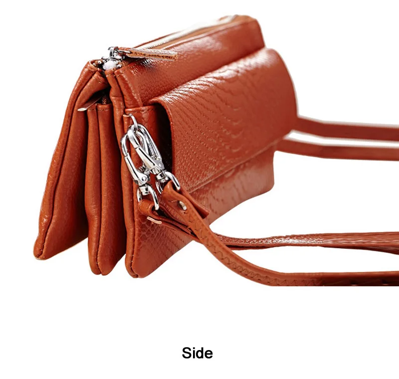 New Women Clutch Bag Snake Pattern Genuine Cow Leather Wallets Fashion Wristlet Change Phone Purse Handbag 712