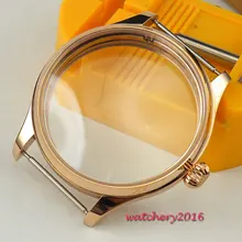 44 мм часы 316L из нержавеющей стали полированный ободок розовый позолоченный корпус fit 6498 6497 механизм закаленного минерального стекла корпус часов
