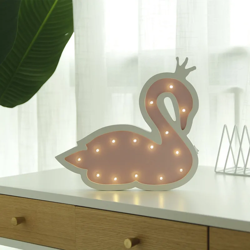 Decoração do Quarto Lâmpada de Mesa Iluminação para Casa Luz da Noite Zmishibo Madeira Animal Rosa Azul Unicórnio Gato Coruja Elefante Led Crianças Presente Aniversário 19 do quarto lâmpada de mesa iluminação para
