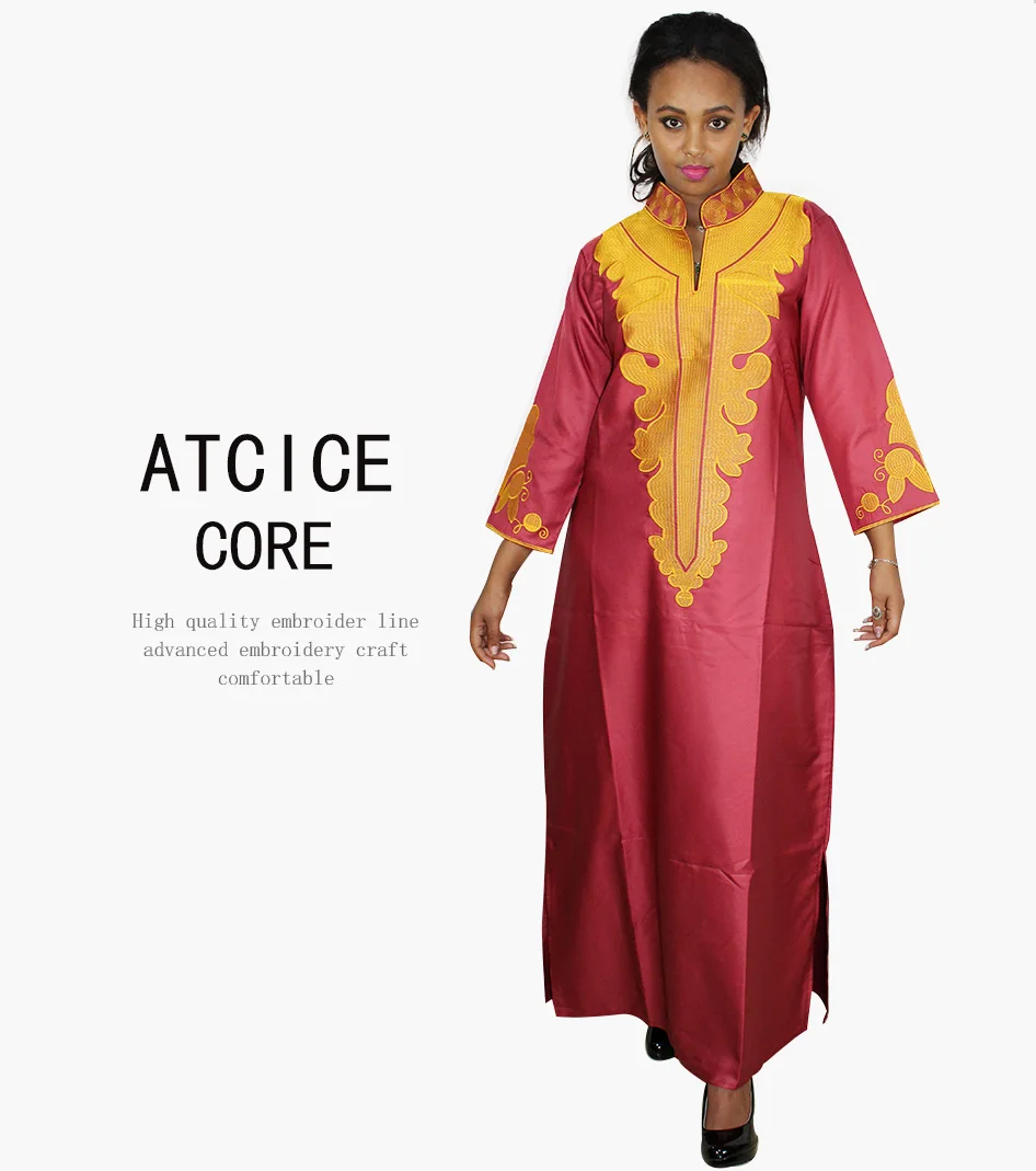 African Dresses For Women Dashiki  Dresses Bazin Riche Traditional African Clothing Long Sleeve For Ladies Without Scarf  LA018# african traditional attire