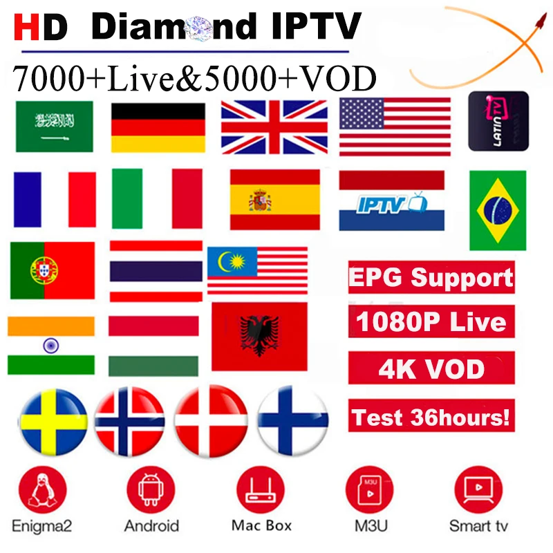 HD Diamond IP tv 4 k подписка Европа арабский Швеция скандинавский голландский Испании Франции Великобритания немецкий Израиль французский Спорт телевизионная коробка