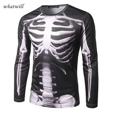 Stylish 3D Skull Print T shirts Men s Cloting Long Sleeve t shirt Men tops tees
