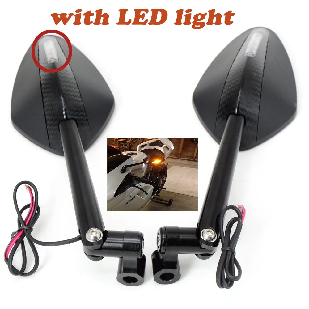 for universal Motorcycle Integrated Turn Signal Mirrors Side Rearview