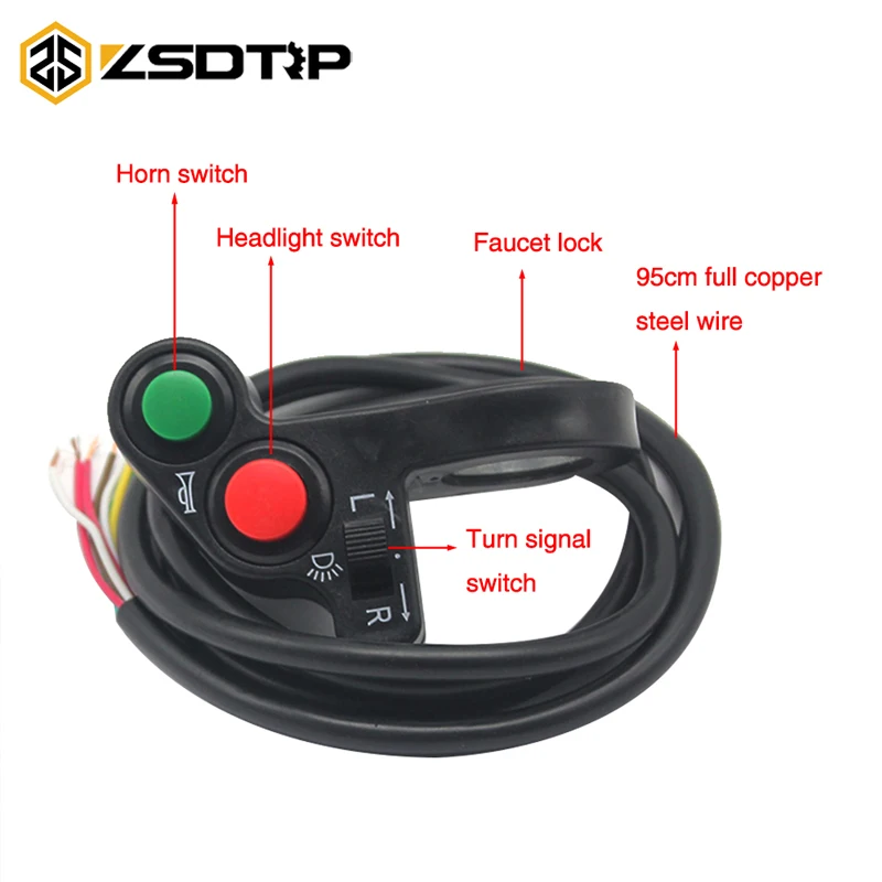 ZSDTRP Мотоцикл ATV дит питбайк скутер 7/" переключатель рога поворотники головной светильник вкл/выкл светильник 12 в коммутатор для мотоцикла для Honda