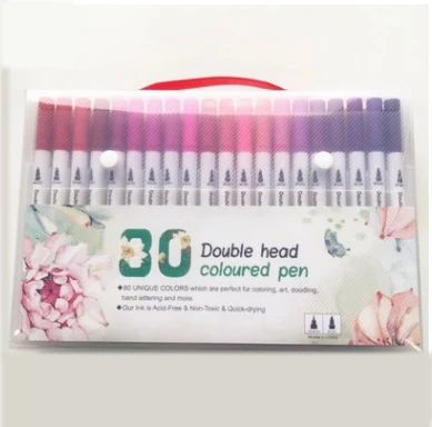 Двойная ручка-закладка цветной маркер с мягкой головкой начинающих фломастеры детский подарок картина комплект, принадлежности для живописи - Цвет: 80 color