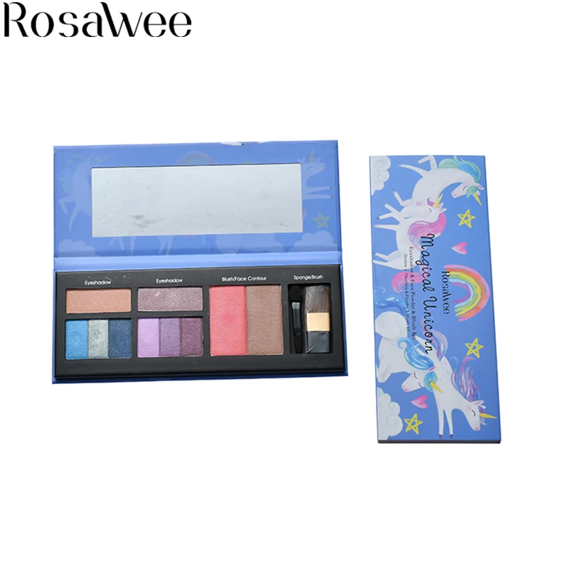 

ROSAWEE Unicorn Eyeshadow Palette 10 Colors Make Up Glitter Eyeshadow Highlighter Blush With Brush Suit Eye Makeup ES602