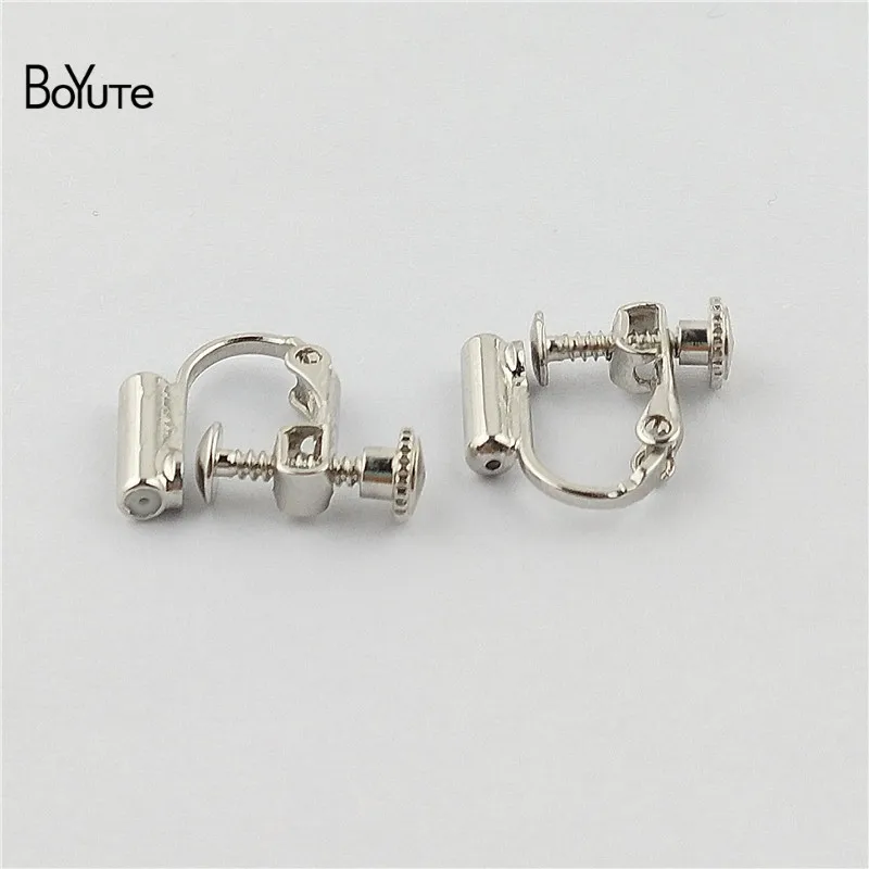 BoYuTe 5 Pairs 4 Colors 1316MM Metal Brass Adjustable No Pierced Ear Clip Diy Earring Converter Jewelry Accessories (9)