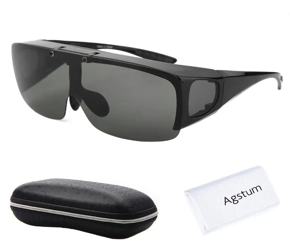 

Agstum Mens Womens Wraparound Goggles Polarized Fishing Driving Glasses Flip Up Fit Over Sunglasses