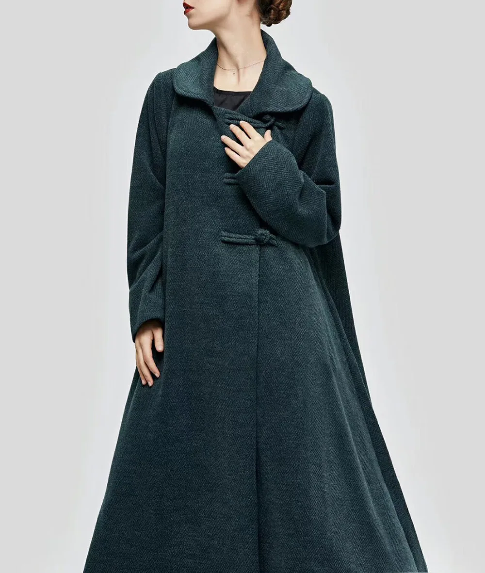 YESNO AG5 Women Fashion Long Maxi Wool Blend Coat 3 Chinese Traditional ...