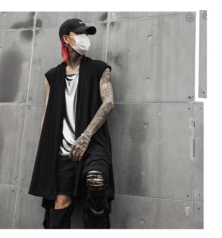 Мужской летний длинный плащ из хлопка и льна в стиле панк-рок, хип-хоп, плащ в готическом стиле, мужская повседневная винтажная длинная куртка