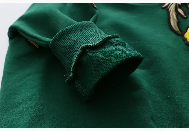 2018 Spring Autumn 2-10 Years Old Children'S Birthday Gift Long Sleeve Green Embroidery Flower Coat Baby Kids Sweatshirt Girl (15)