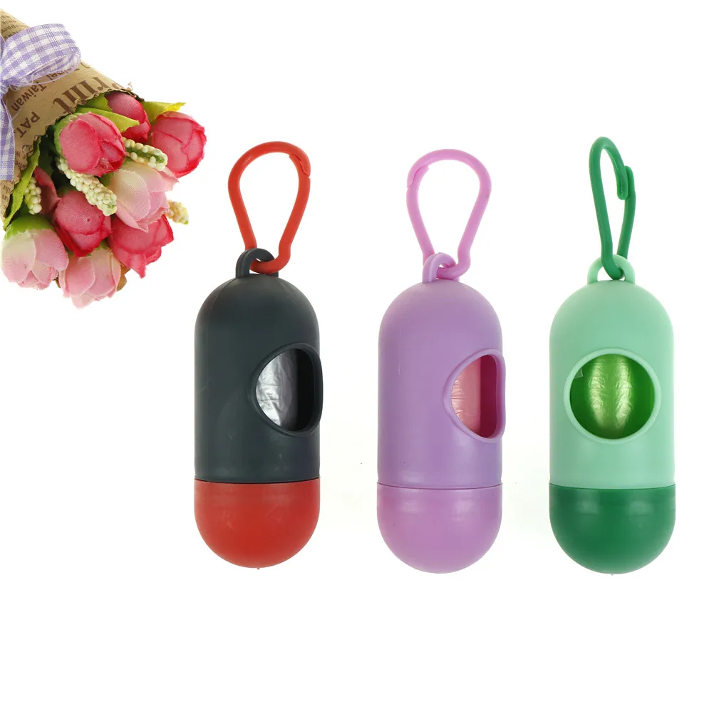 Carrier Holder Dispenser + Poop Bags Set Pet Dog Waste Poop Bag Pill