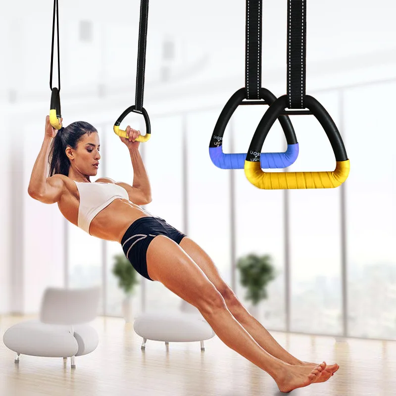 

Gymnastics Rings with Adjustable Straps for Adult Child Full Body Strength Training Pull Ups Fitness Exercise Crossfit Workout