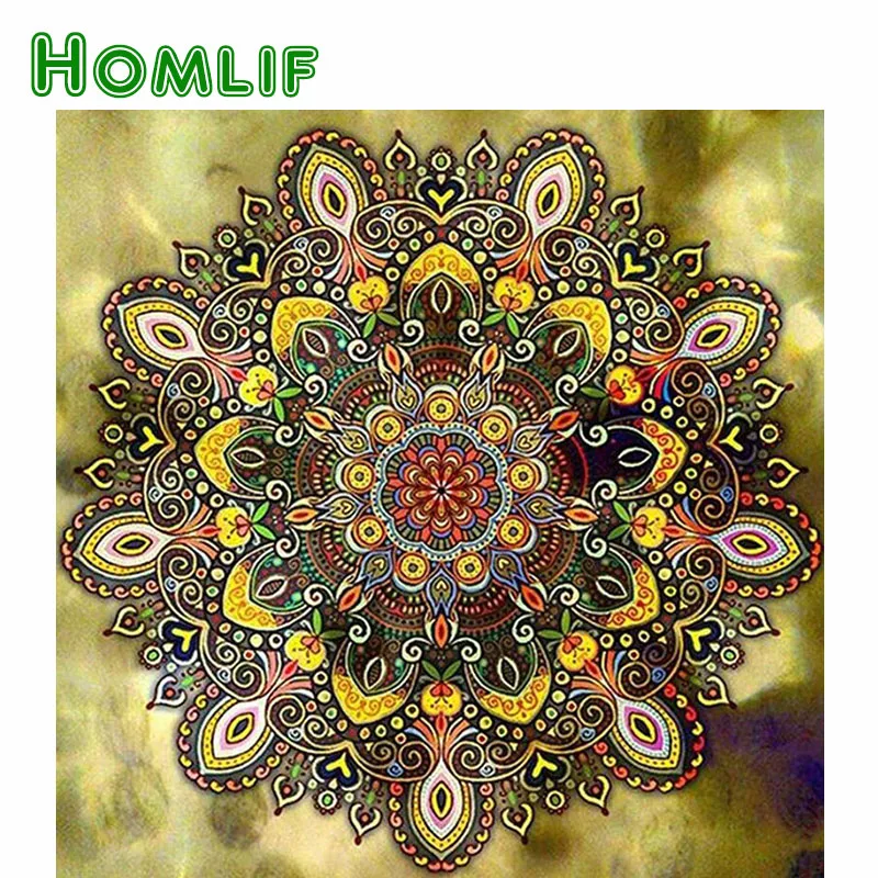 HOMLIF 5d Diy round Diamond Painting Cross Stitch Flowers Colorful Mandala Mosaic square Embroidery Decoration Gift | Дом и сад