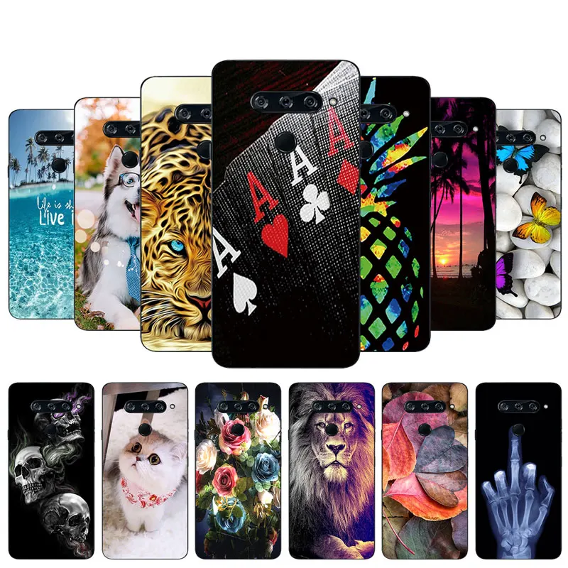 

Phone Case for 6.4 inch LG V40 ThinQ Ultrathin Transparent TPU for LG V40 Texture Printed Gel Soft Clear Full Protection Cover