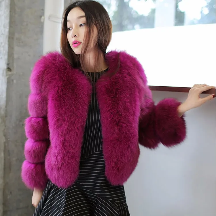 LET-SETTING hot sale winter coat fur imitation fox fur short section of loose long-sleeved jacket Large size women womens parka coat
