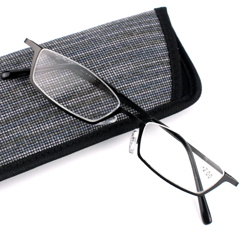 

stainless steel reading glasses transparent spring hinge half-frame slingshots