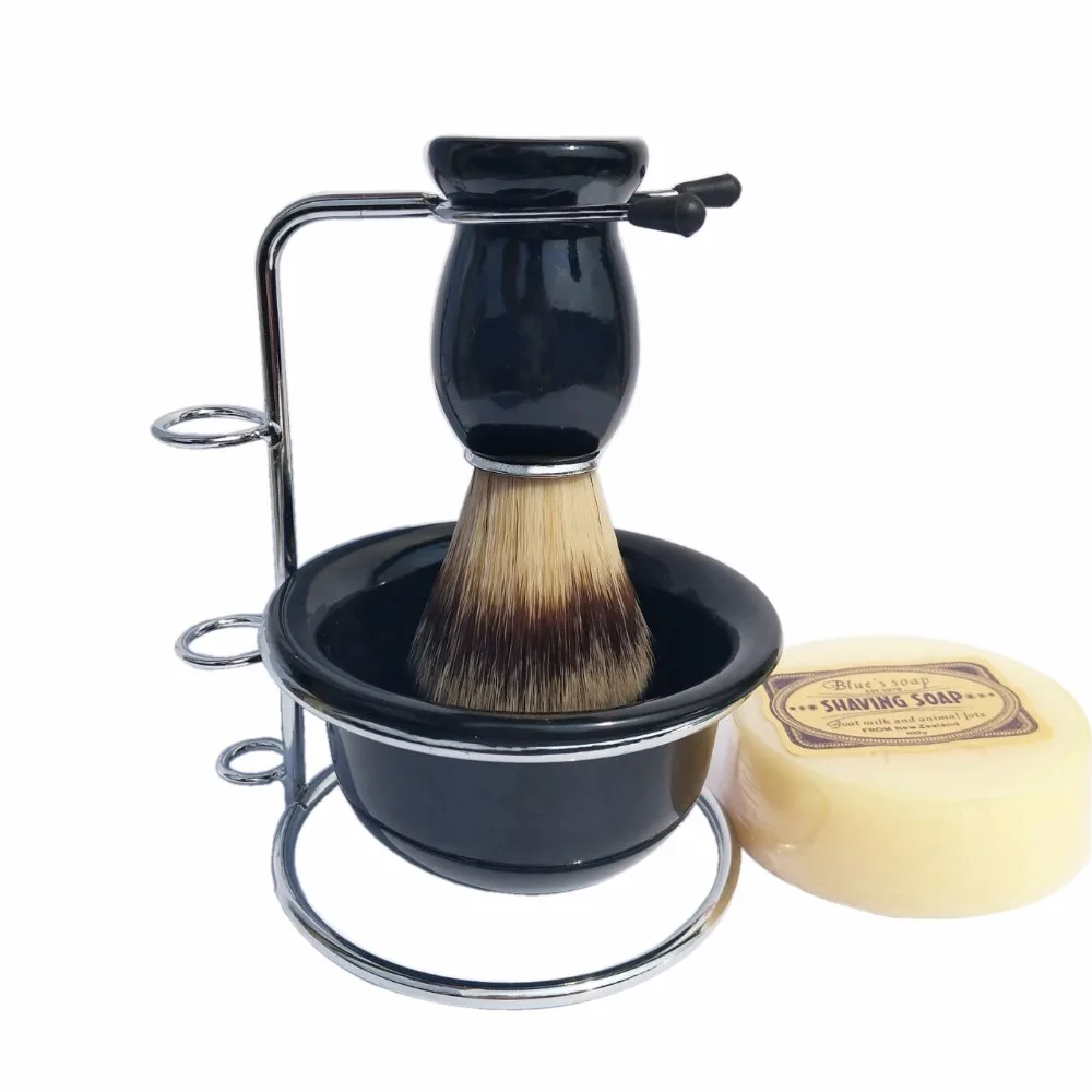 Sale Chance for  4pc/set Badger Shaving Barber Brush Stand Razor Holder Shave Soap Acrylic Bowl for Men's Beard Care