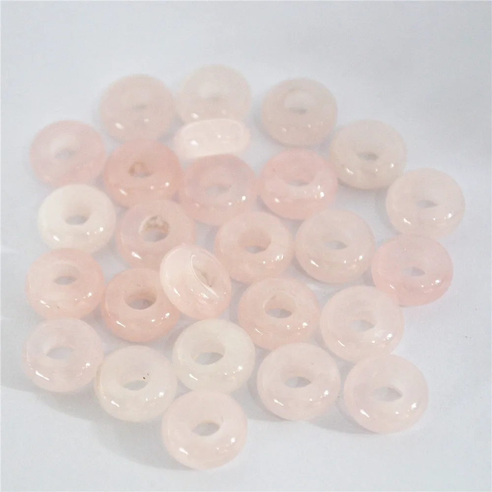 Fashion Top Quality Natural Stone Flat 10mm Round Shape Big Hole Beads