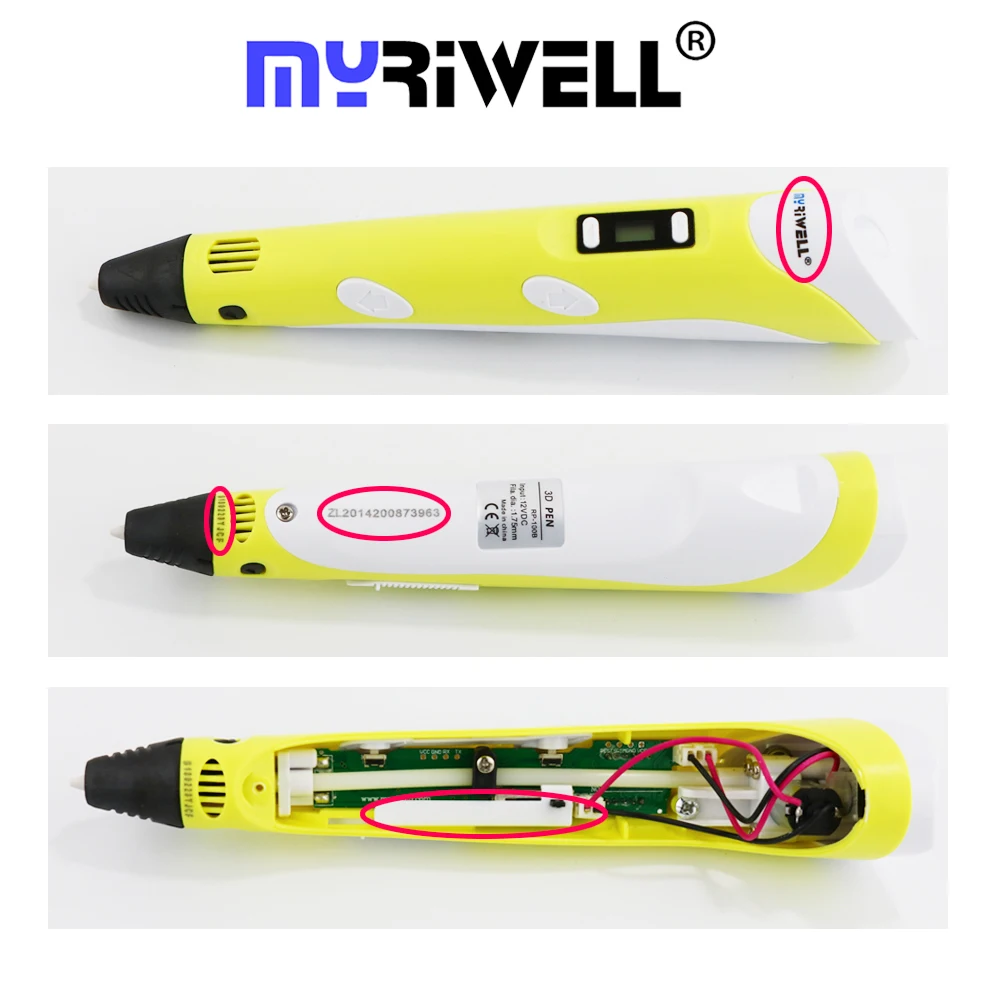 3d Ручка myriwell оригинальный принтер для рисования 1 75 мм пла с ЖК дисплеем детей