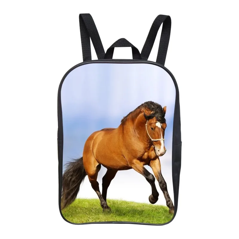 2016 Fashion 12-Inch Cool Printing Horse Animal Baby Boy Backpack Children Girls School Bags for Kids Bookbag for Student Bag bookbags-for-girls