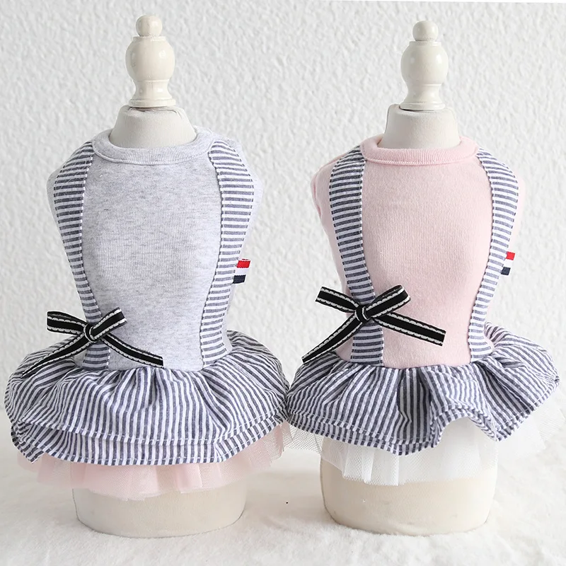 

Striped Bow Pet Dog Clothes Summer Dress Dog Coat Cat Dress Dog Wedding Dress Floral Pet Dress Clothing Yorkshire Teddy