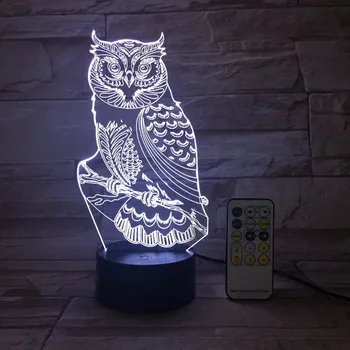 

Remote Or Touch OWL 3D Night Light RGB Changeable Mood LED Light DC 5V USB Decorative Table Lamp Get a Free Remote Controller