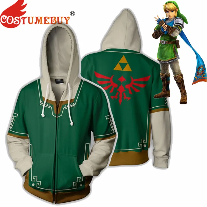 CostumeBuy Zelda/костюм для косплея Дыхание диких звеньев Куртка зеленого цвета с