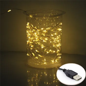 

USB LED String Light 10M 5M 2M Waterproof Silver Wire Outdoor Lighting Strings Fairy Lights For Christmas Wedding Decoration