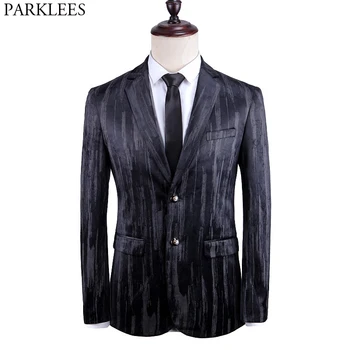 

Luxury Striped Ink Suit Jacket Men Stylish Peak Lapel Single Breasted Tuxedo Blazers Mens Party Wedding Banquet Blazer Masculino
