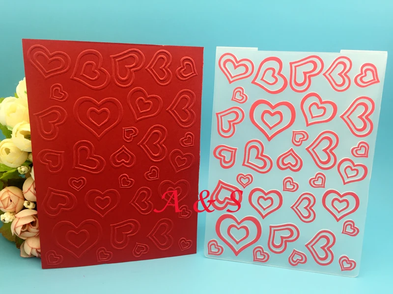 Double Hear Flower Board line Paper Card Plastic Embossing Folder For DIY Scrapbook Envelop Album Frame Decoration Template | Дом и сад