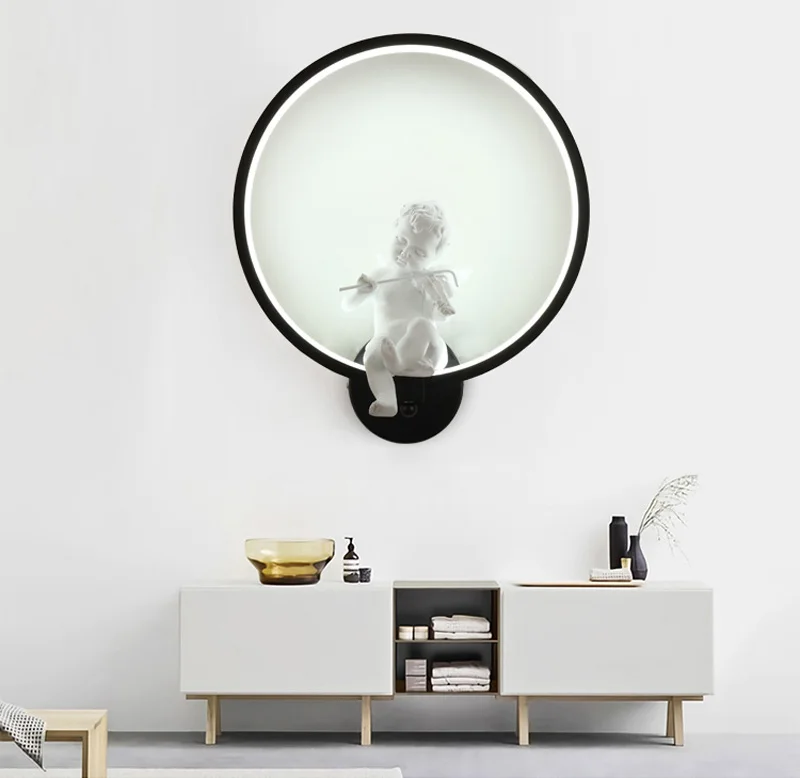 Horsten Modern Nordic Angel LED Wall Light Lamp Sconce Metal Resin Acrylic Wall Lamp Bedroom Bedside Wall Lights Home Decoration Lighting (1)
