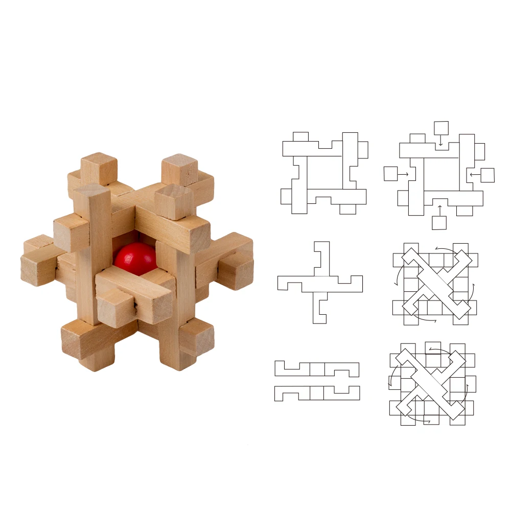 10pcs/set Wooden Educational Toys 3D Puzzle Brain Teaser Games Assembly IQ Puzzle Toy For Kids and Adult