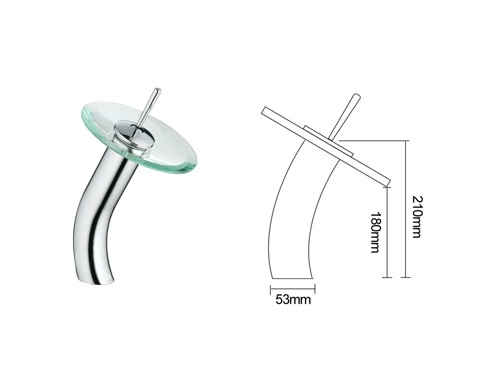 FRAP Brass circle waterfall Glass Bathroom Basin Mixer Tap Waterfall Faucet Sink Vessel Chrome Polished Finish F1055-3